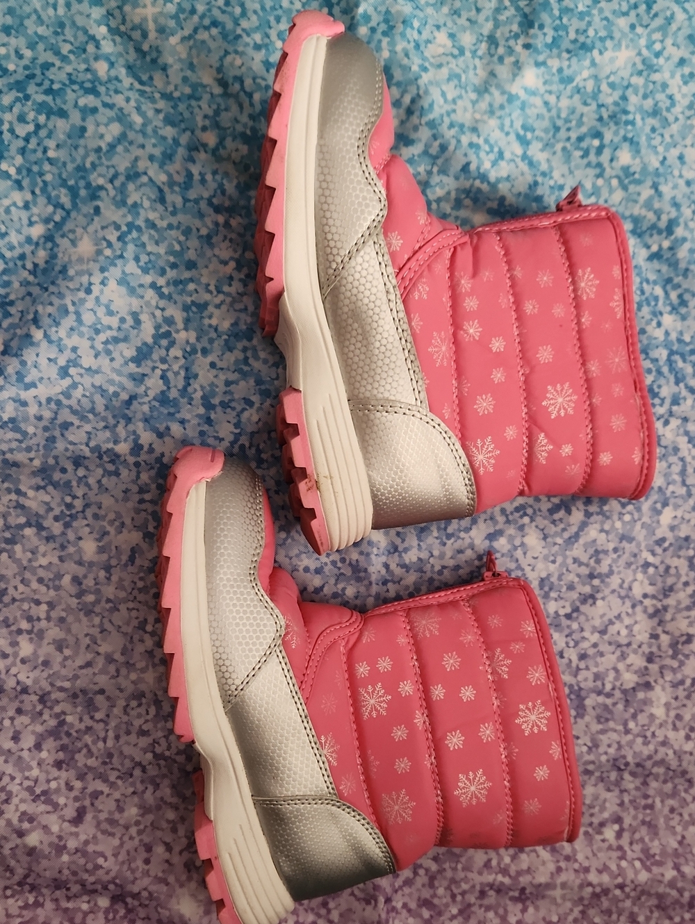 wonder nation Pink and Silver Snowflake Kids Winter Boots